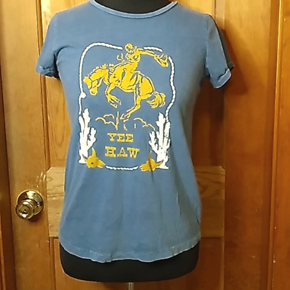 Lucky Brand Yee Haw Blue Tee Shirt XS